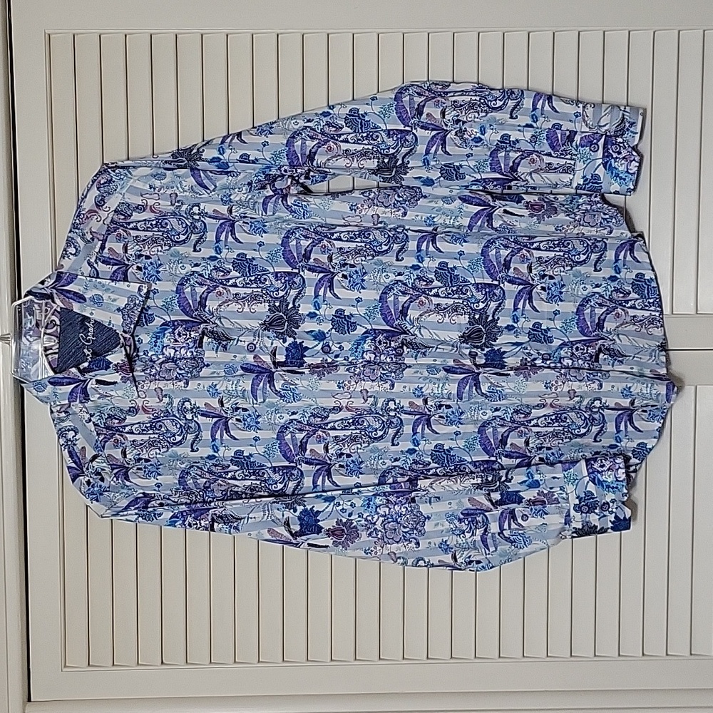 Robert Graham Blue floral long sleeve shirt size M